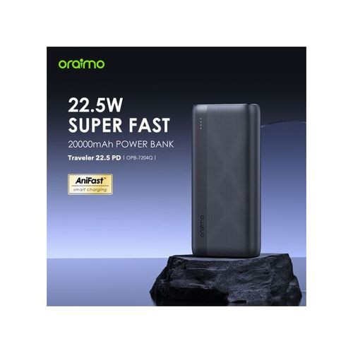 Oraimo Traveler 22.5 PD 20000mAh Power Bank 22.5W Fast Charging – Type-C, AniFast™, OPB-7204Q