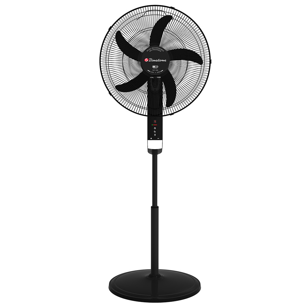 Binatone RCFM-1858 Rechargeable Standing Fan with Remote, LED Light & Long Battery Backup
