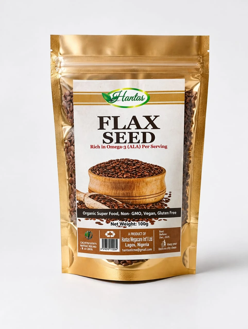 Hantos Organic Flax Seeds (Smoothies, Baking & Weight Management) - 100g