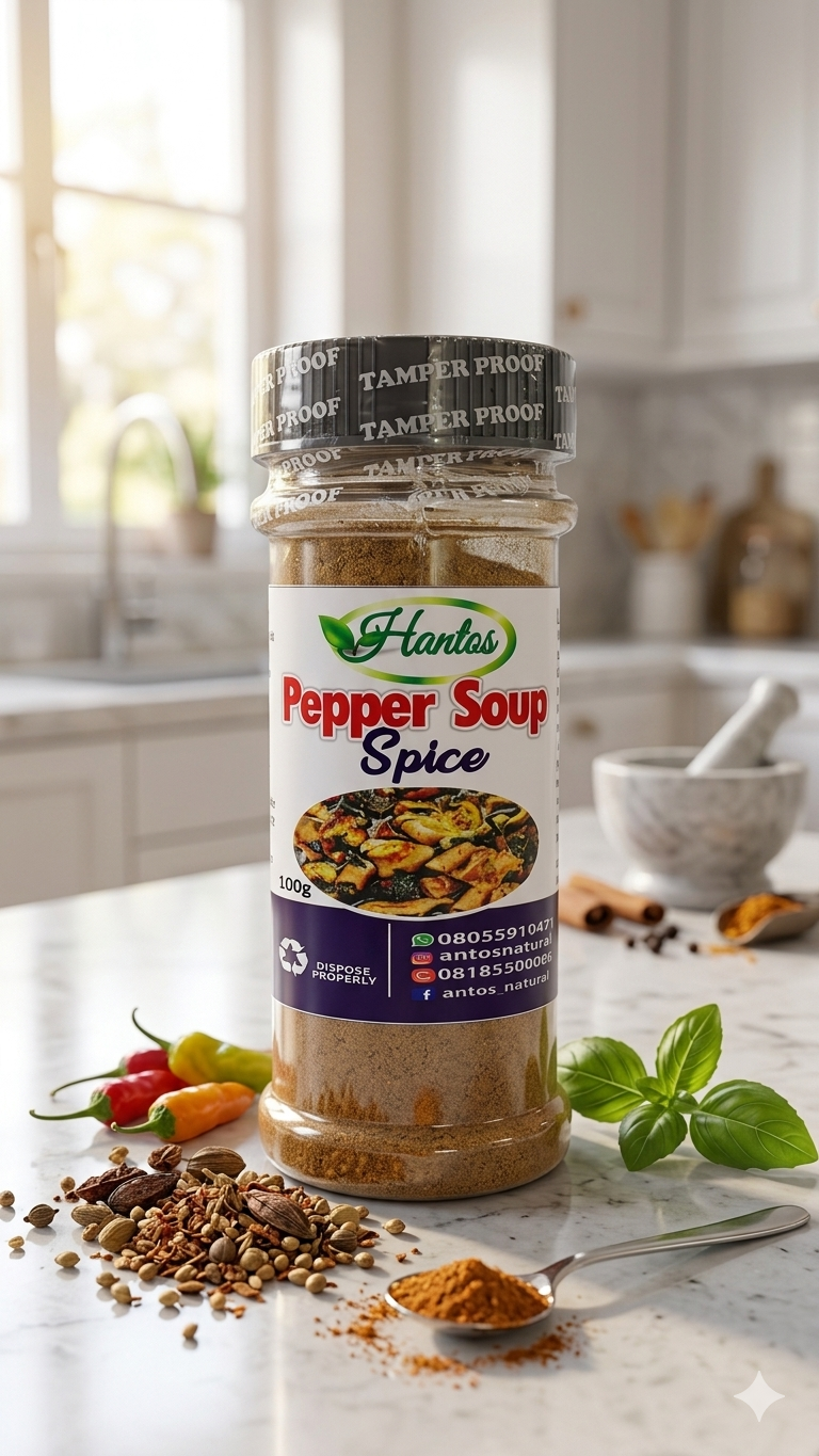 Hantos Authentic Nigerian Pepper Soup Spice Mix - Rich Flavor, Easy Cooking