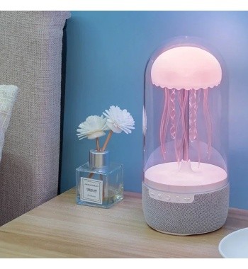 New White Noise LED Jellyfish Aquarium Night Light 7-Color Changing with 4 Light Mode Jellyfish Lamp Bluetooth Speaker